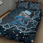 Adelaide Strikers Cricket Mascot Quilt Bed Set Aboriginal Dot Art Blue And Black Tribal Pattern