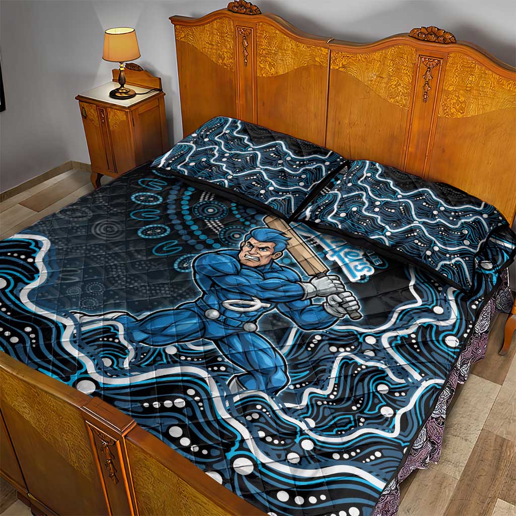 Adelaide Strikers Cricket Mascot Quilt Bed Set Aboriginal Dot Art Blue And Black Tribal Pattern