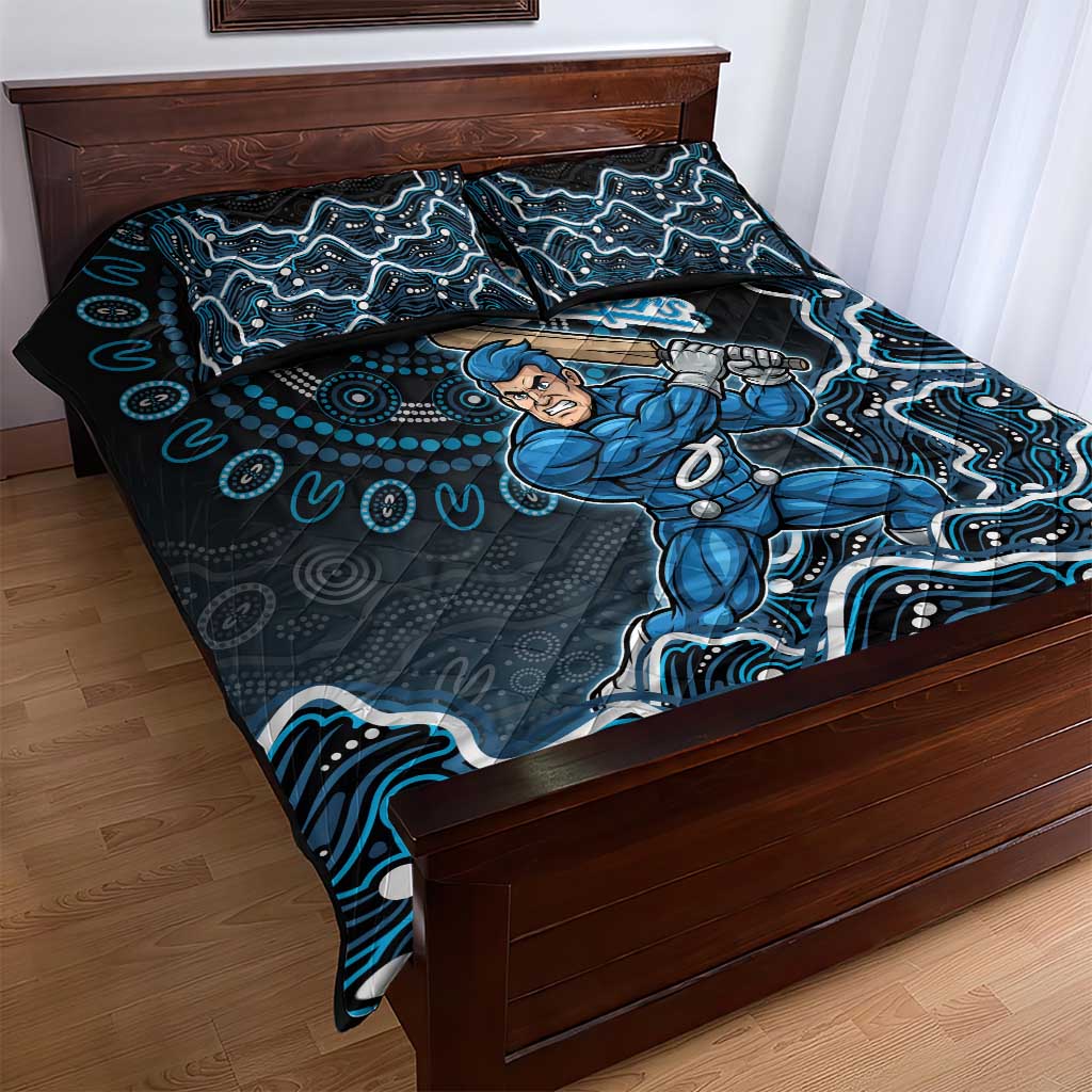Adelaide Strikers Cricket Mascot Quilt Bed Set Aboriginal Dot Art Blue And Black Tribal Pattern