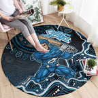 Adelaide Strikers Cricket Mascot Round Carpet Aboriginal Dot Art Blue And Black Tribal Pattern