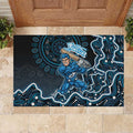 Adelaide Strikers Cricket Mascot Rubber Doormat Aboriginal Dot Art Blue And Black Tribal Pattern