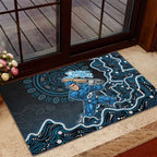 Adelaide Strikers Cricket Mascot Rubber Doormat Aboriginal Dot Art Blue And Black Tribal Pattern