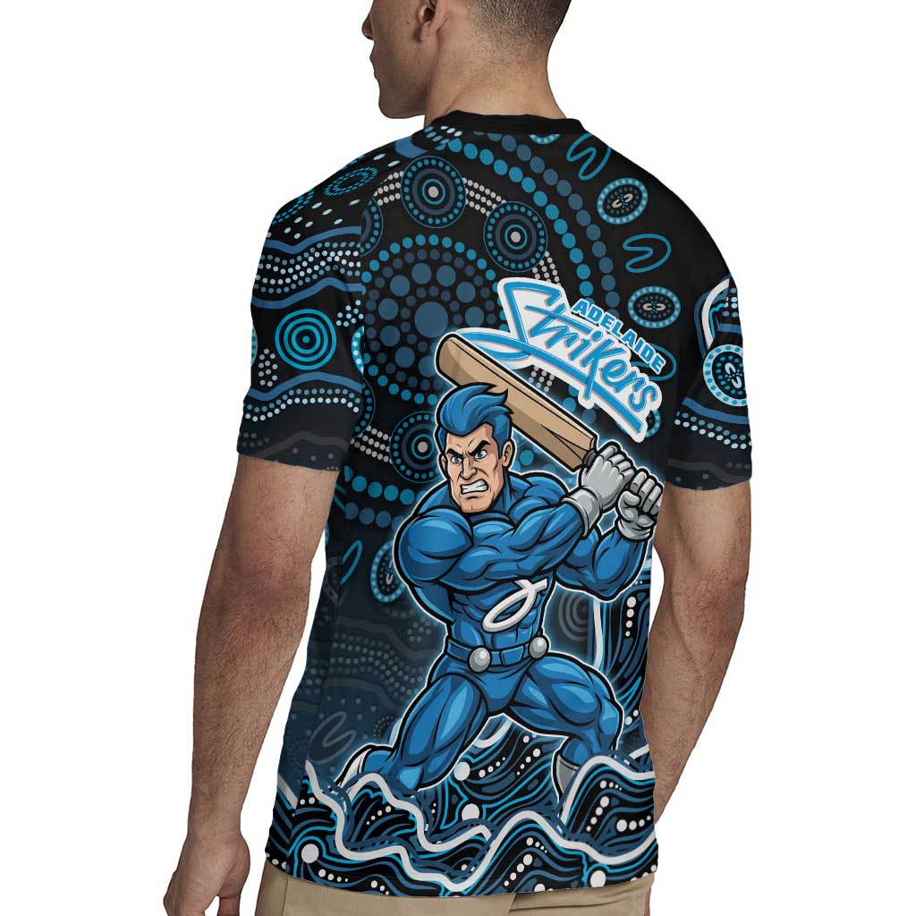 Adelaide Strikers Cricket Mascot Rugby Jersey Aboriginal Dot Art Blue And Black Tribal Pattern