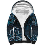 Adelaide Strikers Cricket Mascot Sherpa Hoodie Aboriginal Dot Art Blue And Black Tribal Pattern