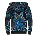 Adelaide Strikers Cricket Mascot Sherpa Hoodie Aboriginal Dot Art Blue And Black Tribal Pattern