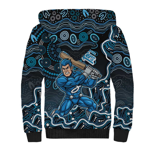 Adelaide Strikers Cricket Mascot Sherpa Hoodie Aboriginal Dot Art Blue And Black Tribal Pattern