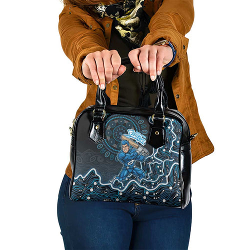 Adelaide Strikers Cricket Mascot Shoulder Handbag Aboriginal Dot Art Blue And Black Tribal Pattern