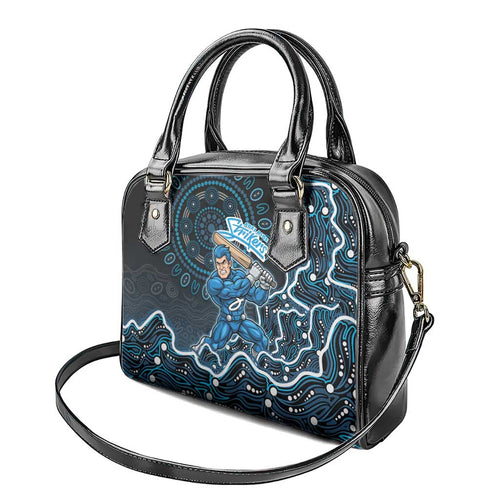 Adelaide Strikers Cricket Mascot Shoulder Handbag Aboriginal Dot Art Blue And Black Tribal Pattern