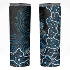 Adelaide Strikers Cricket Mascot Skinny Tumbler Aboriginal Dot Art Blue And Black Tribal Pattern