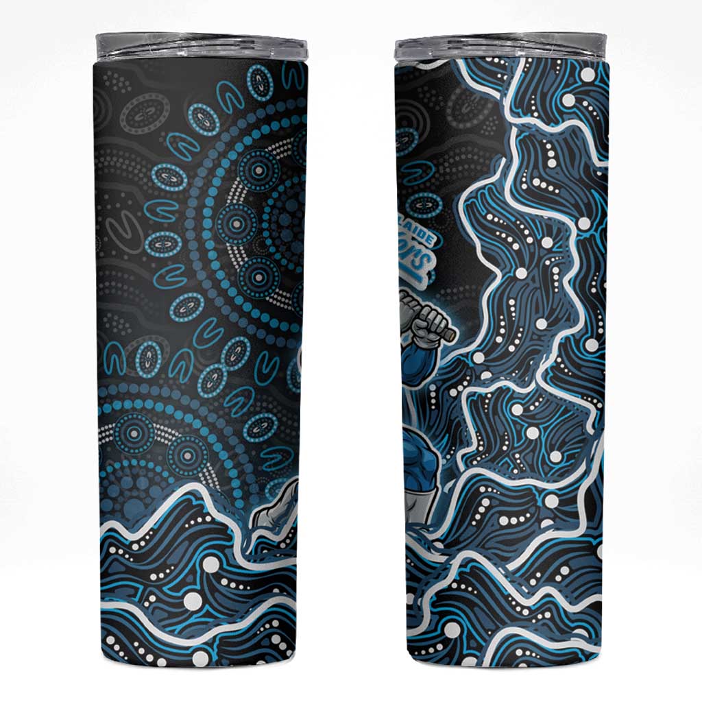 Adelaide Strikers Cricket Mascot Skinny Tumbler Aboriginal Dot Art Blue And Black Tribal Pattern