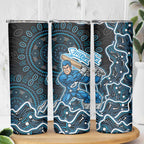Adelaide Strikers Cricket Mascot Skinny Tumbler Aboriginal Dot Art Blue And Black Tribal Pattern