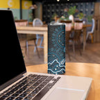 Adelaide Strikers Cricket Mascot Skinny Tumbler Aboriginal Dot Art Blue And Black Tribal Pattern