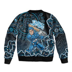 Adelaide Strikers Cricket Mascot Sleeve Zip Bomber Jacket Aboriginal Dot Art Blue And Black Tribal Pattern