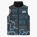 Adelaide Strikers Cricket Mascot Sleeveless Puffer Jacket Aboriginal Dot Art Blue And Black Tribal Pattern