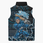 Adelaide Strikers Cricket Mascot Sleeveless Puffer Jacket Aboriginal Dot Art Blue And Black Tribal Pattern