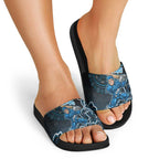 Adelaide Strikers Cricket Mascot Slide Sandals Aboriginal Dot Art Blue And Black Tribal Pattern