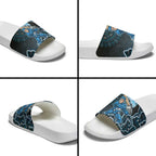 Adelaide Strikers Cricket Mascot Slide Sandals Aboriginal Dot Art Blue And Black Tribal Pattern