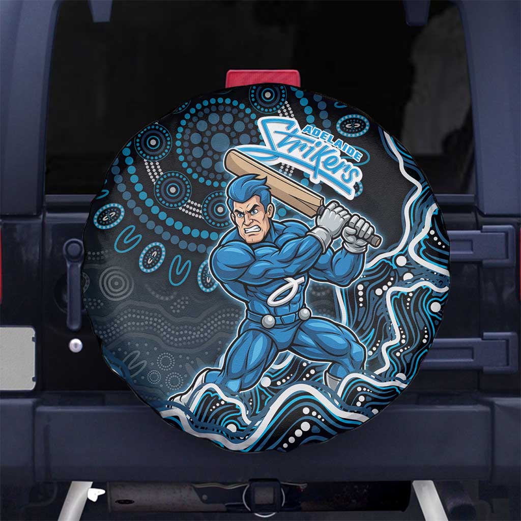 Adelaide Strikers Cricket Mascot Spare Tire Cover Aboriginal Dot Art Blue And Black Tribal Pattern
