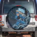 Adelaide Strikers Cricket Mascot Spare Tire Cover Aboriginal Dot Art Blue And Black Tribal Pattern