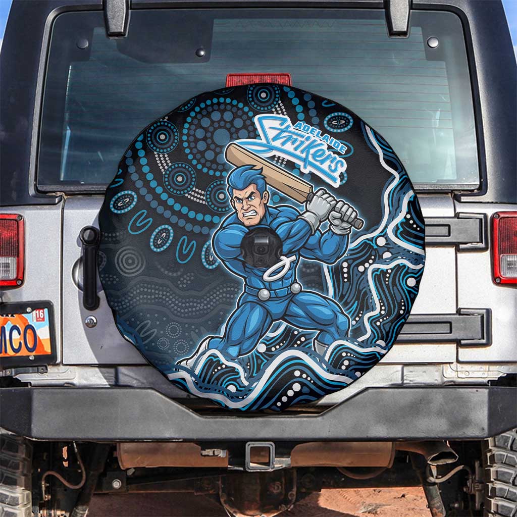 Adelaide Strikers Cricket Mascot Spare Tire Cover Aboriginal Dot Art Blue And Black Tribal Pattern