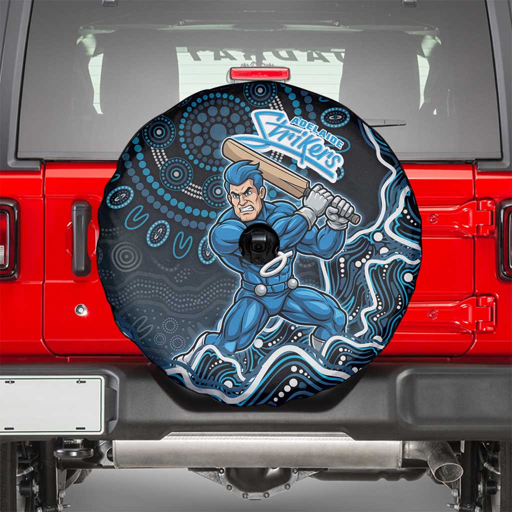 Adelaide Strikers Cricket Mascot Spare Tire Cover Aboriginal Dot Art Blue And Black Tribal Pattern