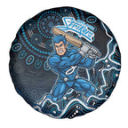 Adelaide Strikers Cricket Mascot Spare Tire Cover Aboriginal Dot Art Blue And Black Tribal Pattern