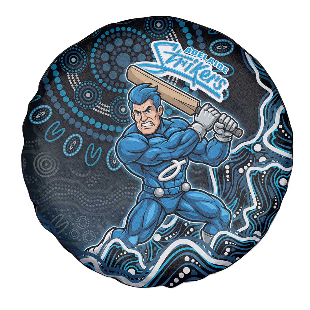 Adelaide Strikers Cricket Mascot Spare Tire Cover Aboriginal Dot Art Blue And Black Tribal Pattern