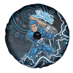 Adelaide Strikers Cricket Mascot Spare Tire Cover Aboriginal Dot Art Blue And Black Tribal Pattern