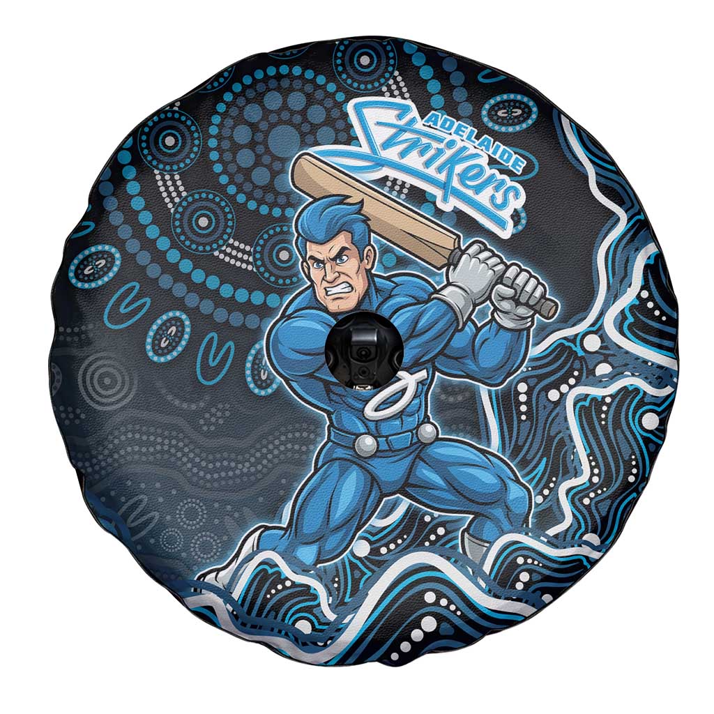 Adelaide Strikers Cricket Mascot Spare Tire Cover Aboriginal Dot Art Blue And Black Tribal Pattern