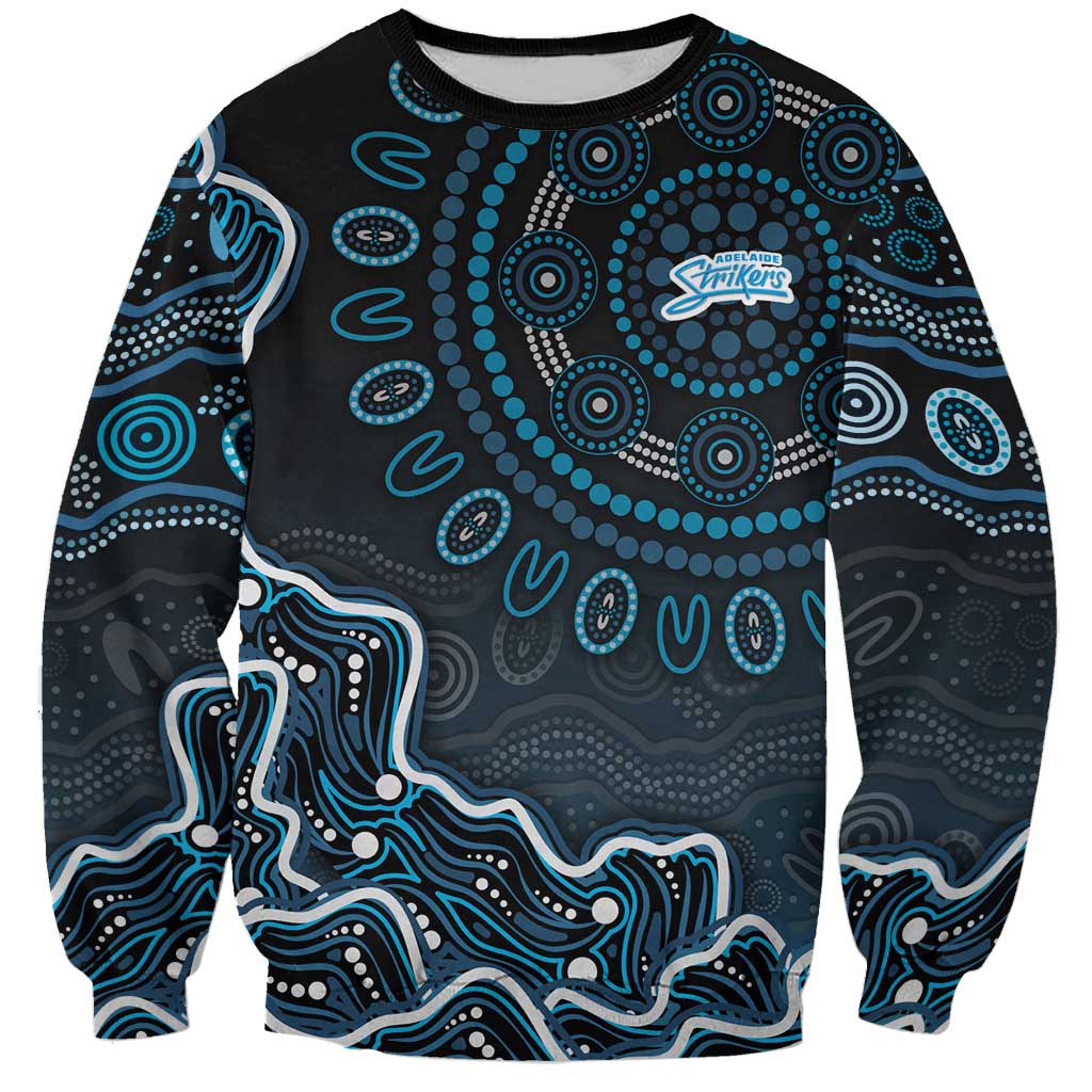 Adelaide Strikers Cricket Mascot Sweatshirt Aboriginal Dot Art Blue And Black Tribal Pattern