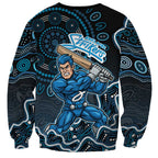 Adelaide Strikers Cricket Mascot Sweatshirt Aboriginal Dot Art Blue And Black Tribal Pattern