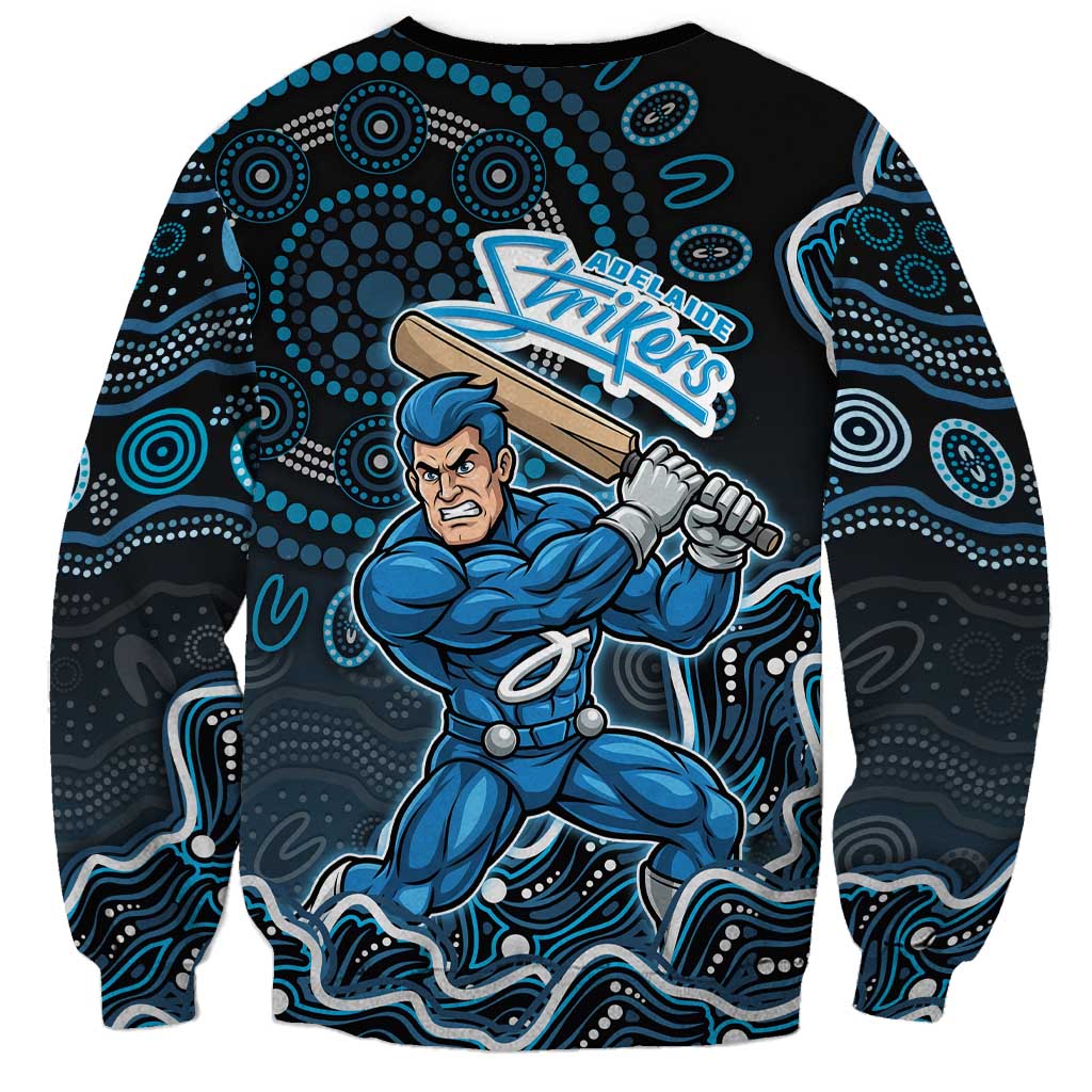 Adelaide Strikers Cricket Mascot Sweatshirt Aboriginal Dot Art Blue And Black Tribal Pattern