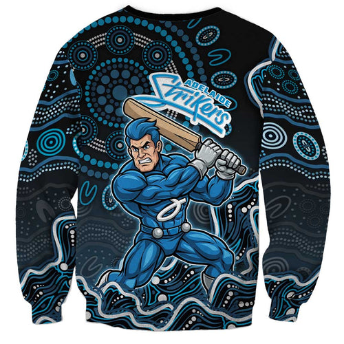 Adelaide Strikers Cricket Mascot Sweatshirt Aboriginal Dot Art Blue And Black Tribal Pattern
