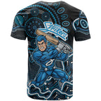 Adelaide Strikers Cricket Mascot T Shirt Aboriginal Dot Art Blue And Black Tribal Pattern