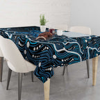 Adelaide Strikers Cricket Mascot Tablecloth Aboriginal Dot Art Blue And Black Tribal Pattern
