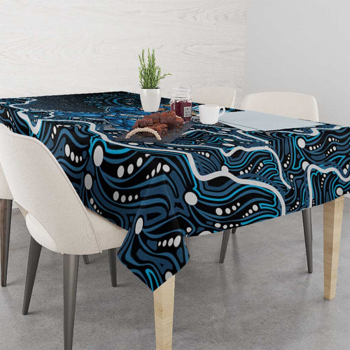 Adelaide Strikers Cricket Mascot Tablecloth Aboriginal Dot Art Blue And Black Tribal Pattern