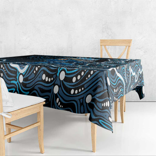 Adelaide Strikers Cricket Mascot Tablecloth Aboriginal Dot Art Blue And Black Tribal Pattern