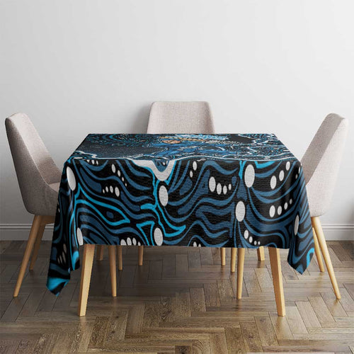 Adelaide Strikers Cricket Mascot Tablecloth Aboriginal Dot Art Blue And Black Tribal Pattern