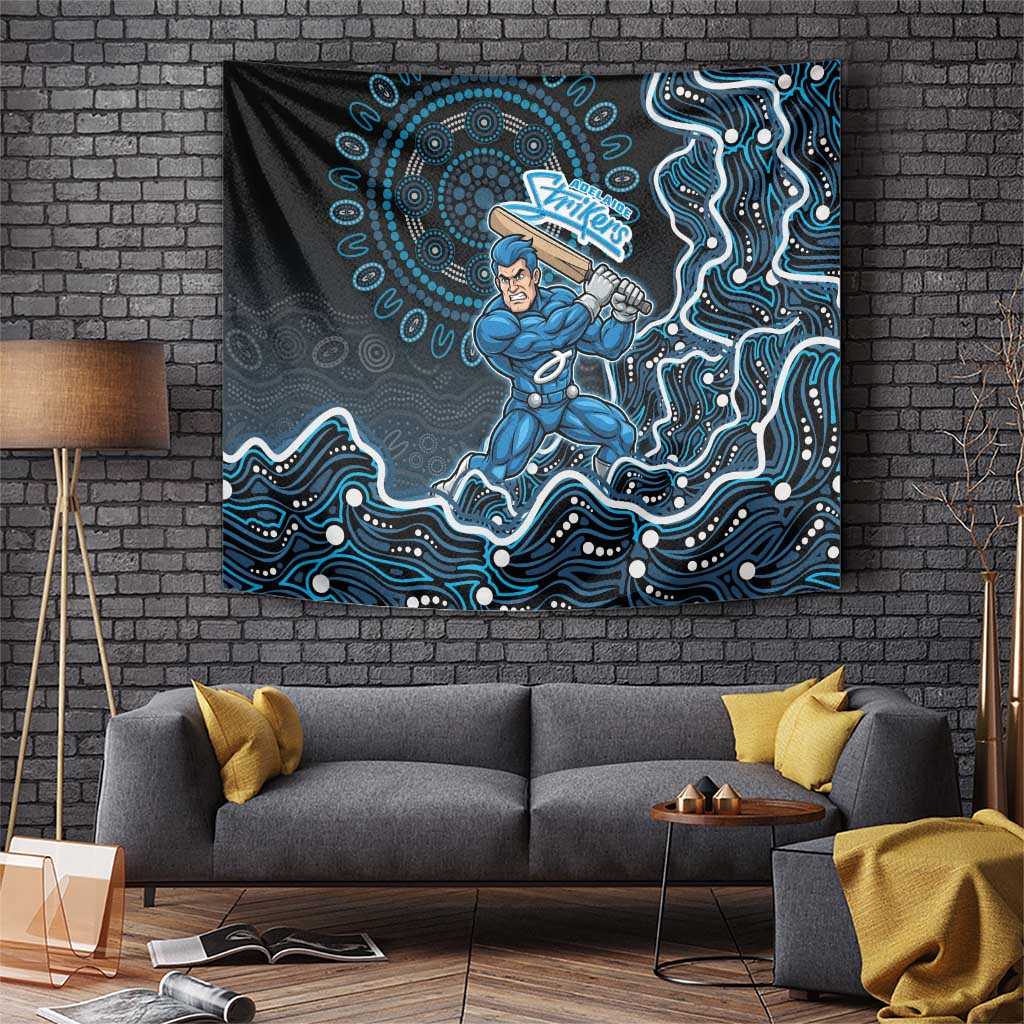Adelaide Strikers Cricket Mascot Tapestry Aboriginal Dot Art Blue And Black Tribal Pattern