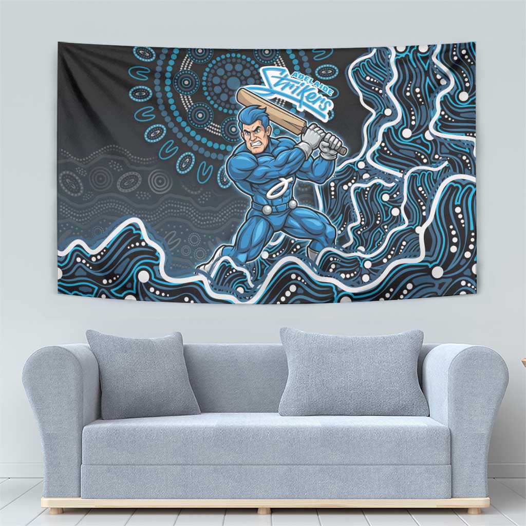 Adelaide Strikers Cricket Mascot Tapestry Aboriginal Dot Art Blue And Black Tribal Pattern