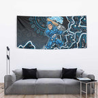 Adelaide Strikers Cricket Mascot Tapestry Aboriginal Dot Art Blue And Black Tribal Pattern