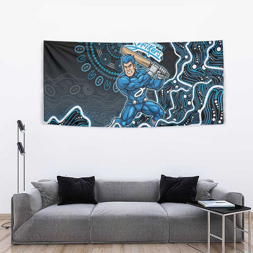 Adelaide Strikers Cricket Mascot Tapestry Aboriginal Dot Art Blue And Black Tribal Pattern
