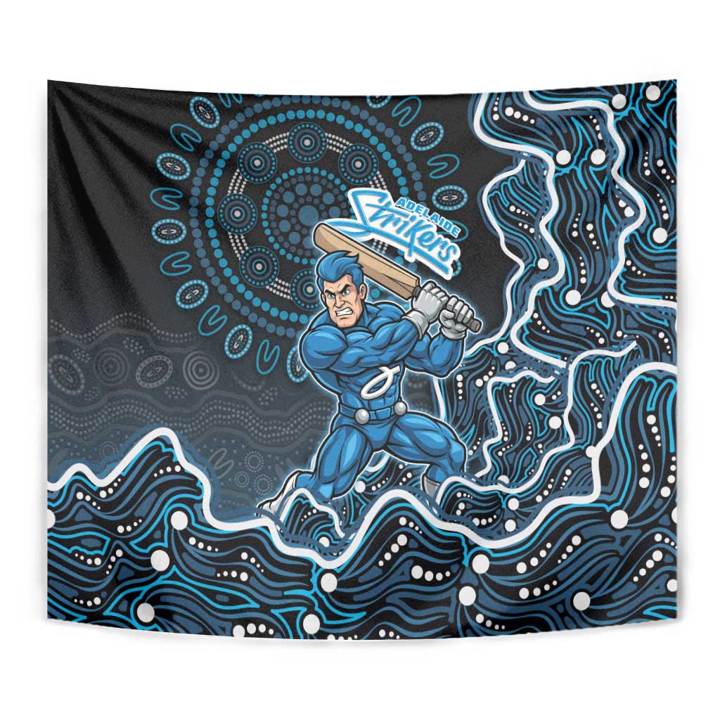 Adelaide Strikers Cricket Mascot Tapestry Aboriginal Dot Art Blue And Black Tribal Pattern