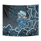 Adelaide Strikers Cricket Mascot Tapestry Aboriginal Dot Art Blue And Black Tribal Pattern