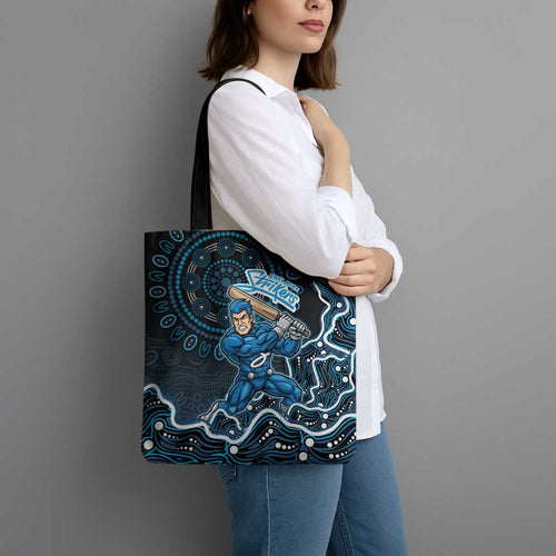 Adelaide Strikers Cricket Mascot Tote Bag Aboriginal Dot Art Blue And Black Tribal Pattern