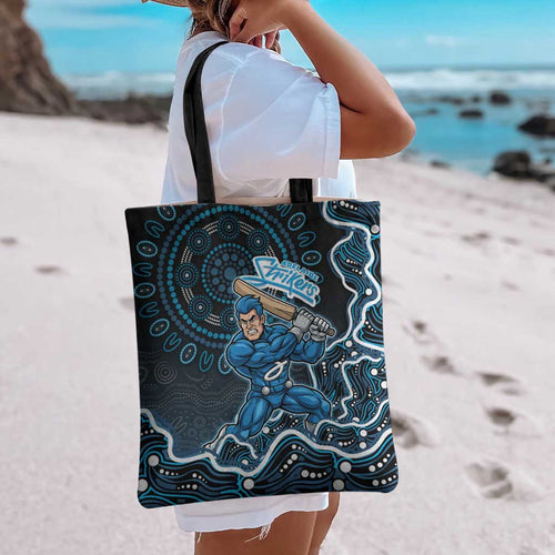 Adelaide Strikers Cricket Mascot Tote Bag Aboriginal Dot Art Blue And Black Tribal Pattern