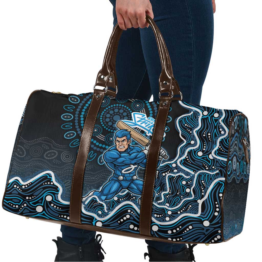 Adelaide Strikers Cricket Mascot Travel Bag Aboriginal Dot Art Blue And Black Tribal Pattern