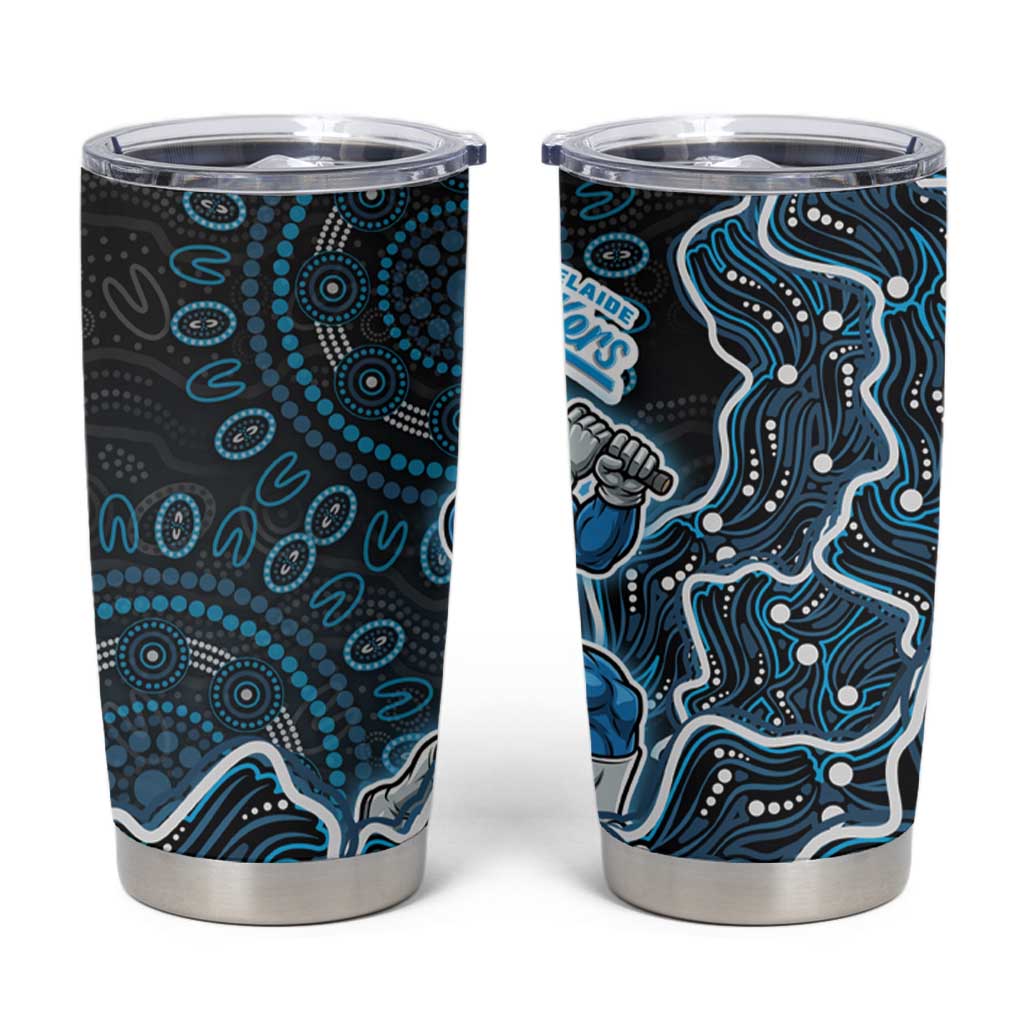 Adelaide Strikers Cricket Mascot Tumbler Cup Aboriginal Dot Art Blue And Black Tribal Pattern