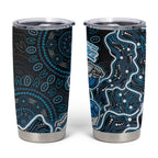 Adelaide Strikers Cricket Mascot Tumbler Cup Aboriginal Dot Art Blue And Black Tribal Pattern