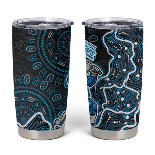 Adelaide Strikers Cricket Mascot Tumbler Cup Aboriginal Dot Art Blue And Black Tribal Pattern